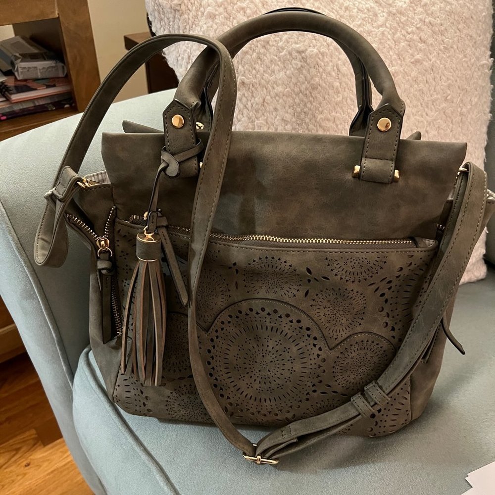 Green suede purse